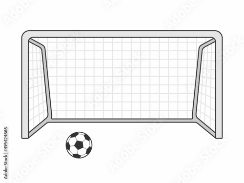 サッカーのゴールネットとサッカーボール