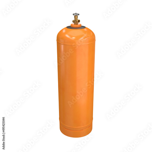 Orange gas cylinder on a white background, 3d render