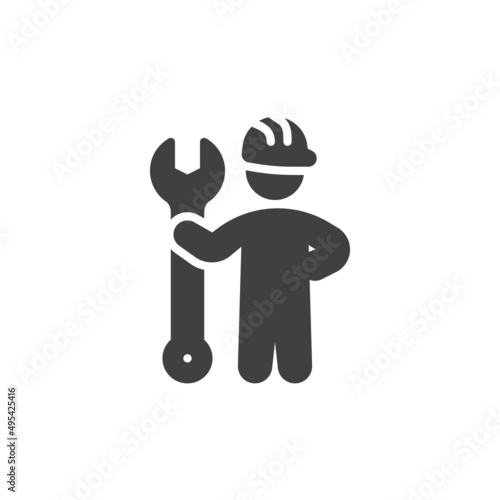 Plumber with wrench vector icon