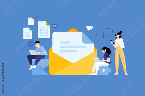 People concept. Vector illustration of email marketing, newsletter, online advertising for graphic and web design, business presentation and marketing material.