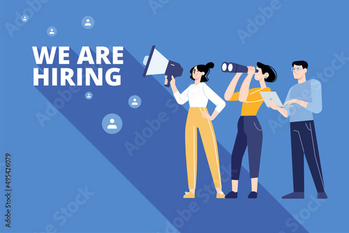 People concept. Vector illustration of human resources department, employment services, recruitment agency, career for graphic and web design, business presentation and marketing material.
