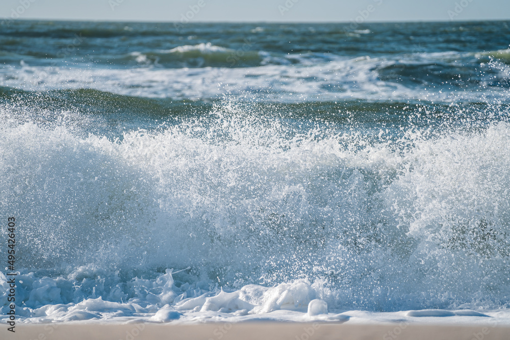 Fototapeta premium Wellen und Sturm auf Sylt