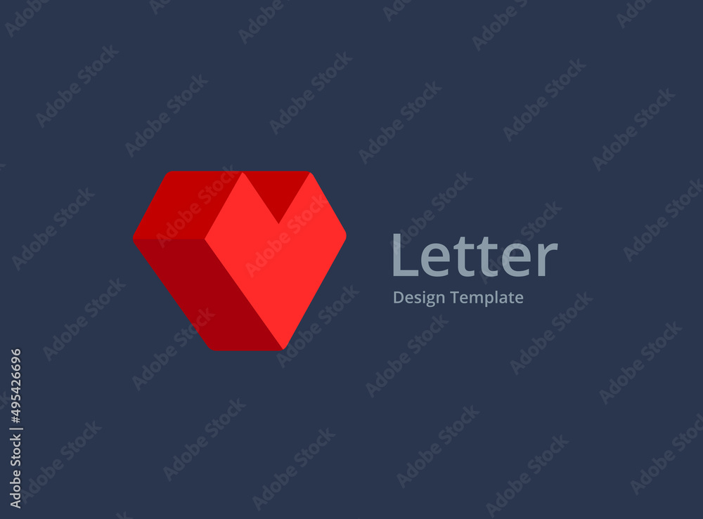 Letter V with heart logo icon design template elements Stock Vector