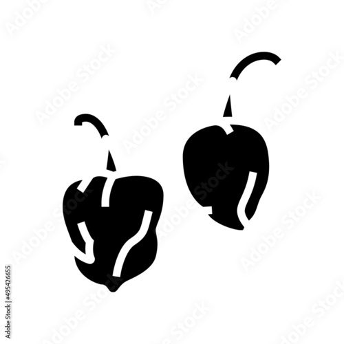 pepper habanero glyph icon vector. pepper habanero sign. isolated contour symbol black illustration