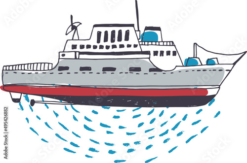 Cute Doodle Ship Hand Drawn Illustration