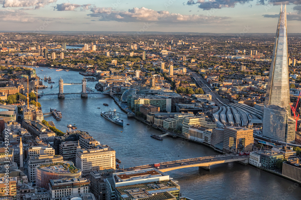 Aerial London Central business district travel tourism UK