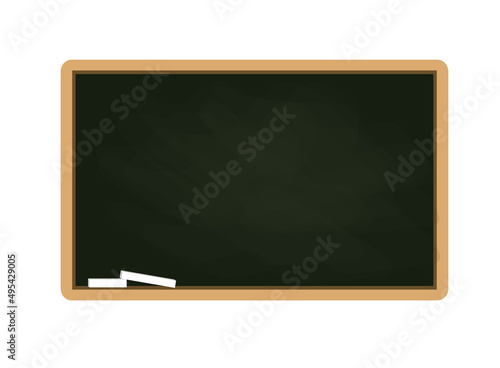 School blackboard in green tones with chalks