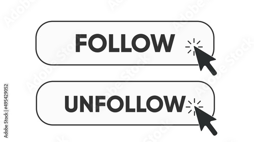 Follow and unfollow mouse click button for social media