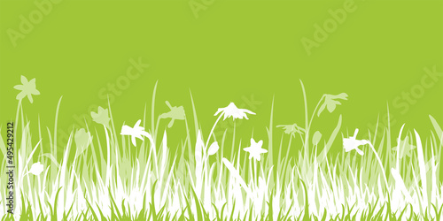 easter time grassland with flowers background
