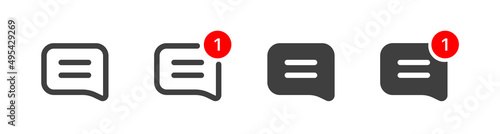 Flat vector chat message icons isolated on white background. Notification icon set. New e-mail, new message icon. Social media chat notify communication. Vector illustration