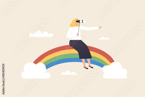 Female Leaders, Opportunity is a Vision for Opportunity. and looking for future plans for success using motivational inspiration. The concept of female leaders.