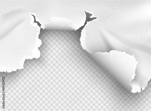 ragged Hole torn in ripped paper on transparent background