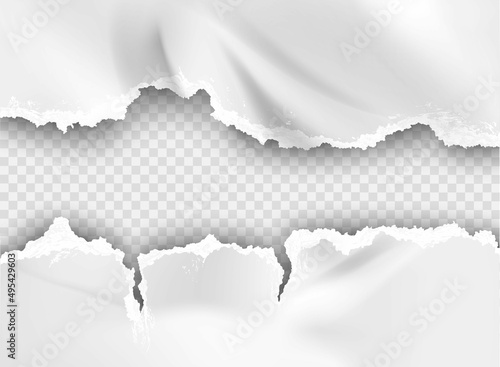 ragged Hole torn in ripped paper on transparent background