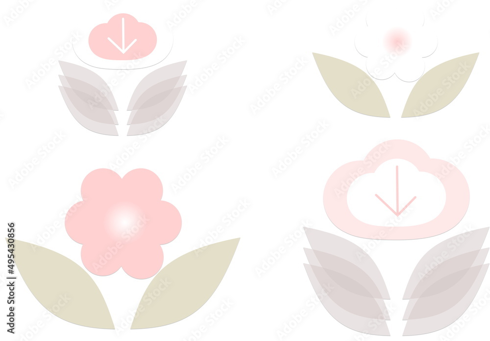Simple soft floral pattern of botany, flowers and leaves
