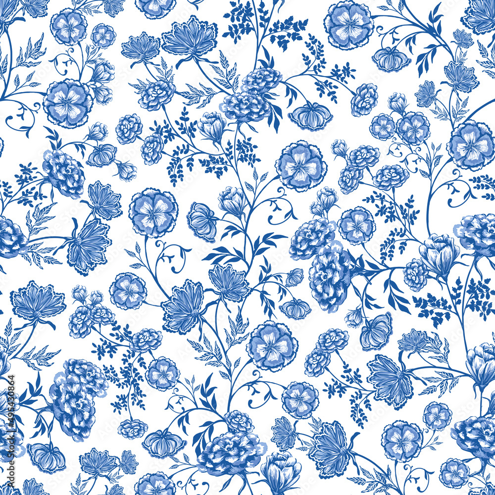 Obraz premium Timeless Garden seamless repeat pattern collection features calm, subtle and tranquil colour and scene of the oriental garden would make the designs perfect for your living space.