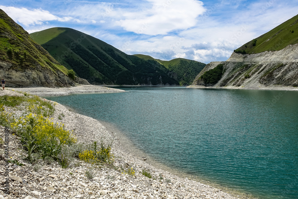 Kezenoy-am Lake in the Caucasus Mountains in Chechnya, Russia June 2021.