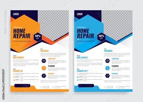 Business Flyer Design. Home Repair And Construction Business, Flyer, Poster, Report, Leaflet, Cover. 