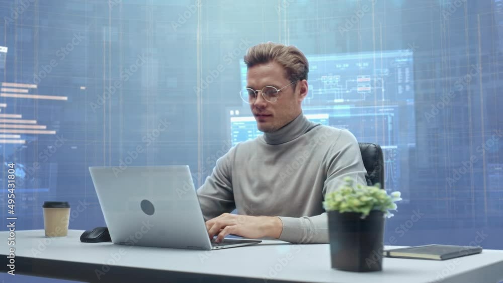 Some Manager Work Computer Background Office Manager with Animated Virtual Background: Businessman Sitting at ...