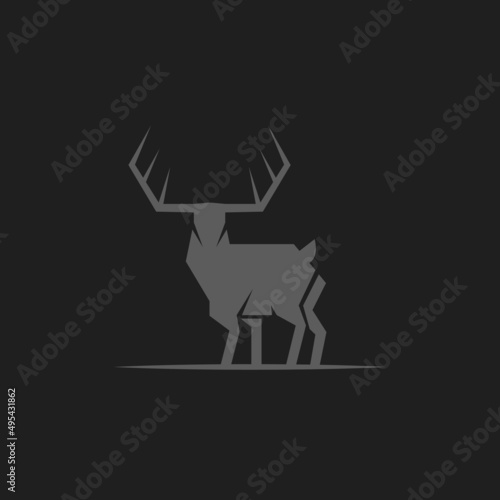 isolated deer silhouette logo icon template vector illustration design. minimalist elk, moose, antlers with star symbol logo concept