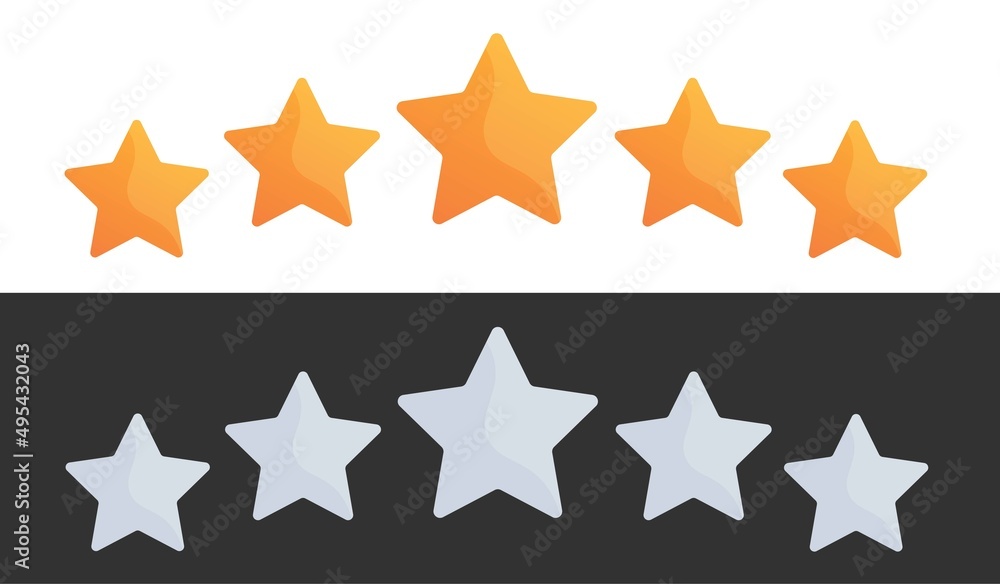 Five star rate concept isolated on white and black background. Vector Five star rate concept isolated on white and black background. Vector