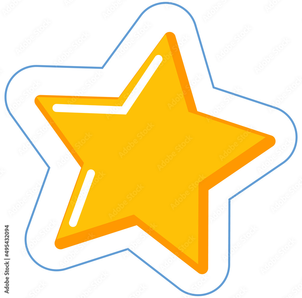 Stick, design element for mobile app, banner, poster. Sticker for communication, virtual chatting symbol. Yellow star with white outline vector illustration. Space object, celestial star sticker Stick, design element for mobile app, banner, poster. Sticker for communication, virtual chatting symbol. Yellow star with white outline vector illustration. Space object, celestial star sticker