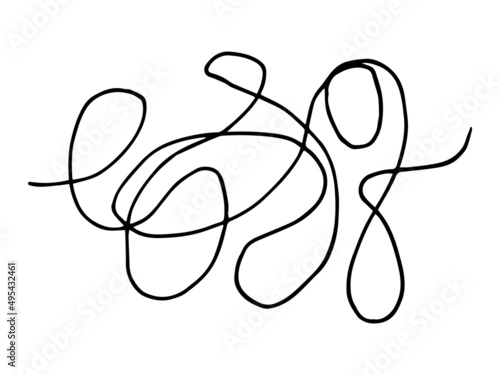 Hand drawn doodle abstract tangled scribble. Vector random chaotic lines.