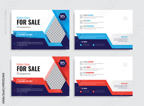 Home For Sale Postcard. Real Estate Postcard Design Template Vector, Clean And Modern Real Estate Post Card, Offer Card Print Ready