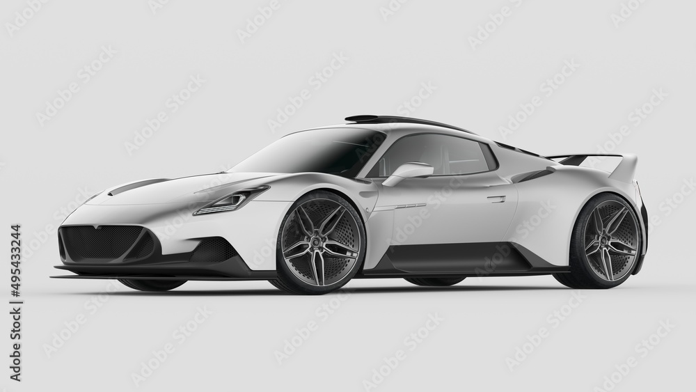 3D rendering of a brand-less generic concept car