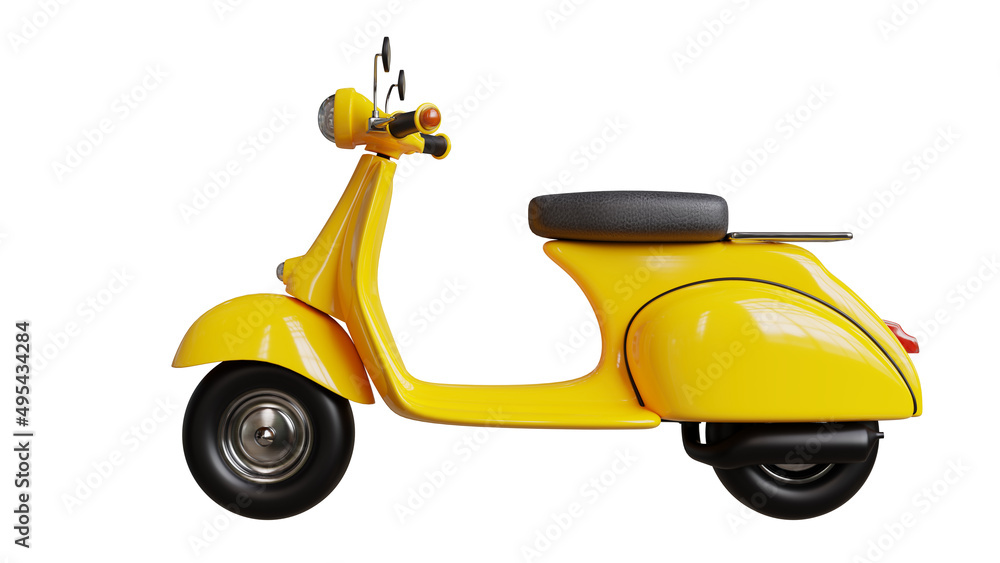 3d render of yellow Retro Motorcycle on white background. 3d render of yellow Retro Motorcycle on white background.