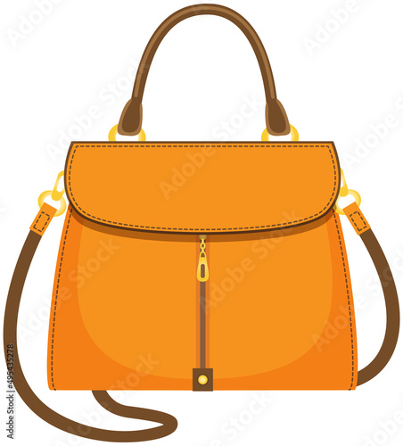 Cartoon illustration of women yellow bag vector icon isolated on white background, stylish handbag. Ladies handbag in flat style. Elegant ladies bright leather bag, female accessories object
