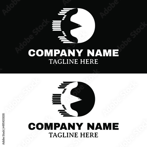 Eagle fly silhuette in front of circle full moon for perfect simple flat retro vintage flight company and travel business logo design vector