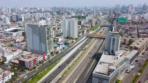 xcellent aerial view of Av. Angamos and Vía Expresa Luis Bedoya Reyes in the city of Lima, Peru photo