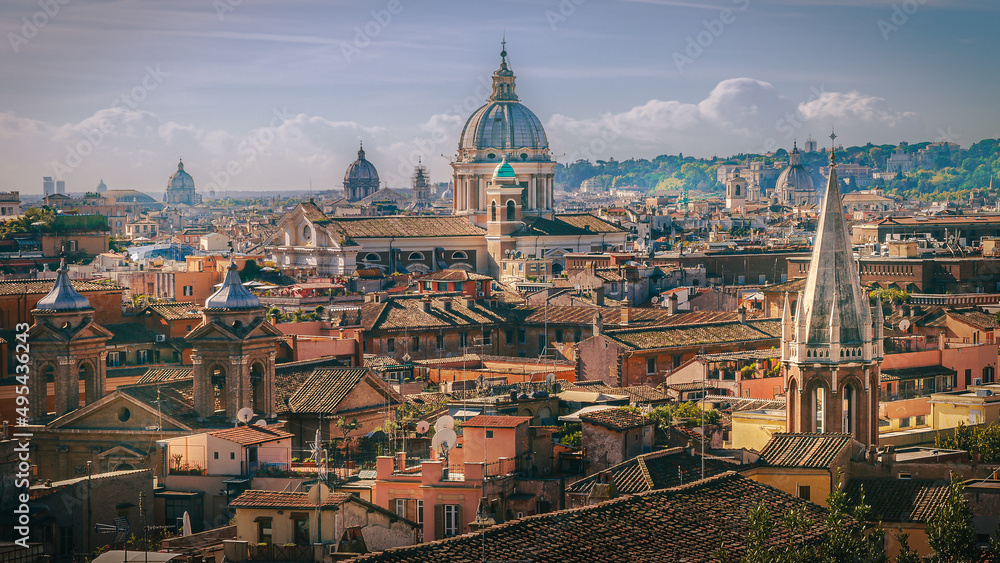 skyline of Rome with its domes