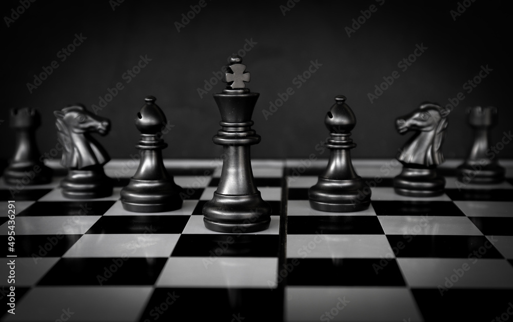 concept chess board game black. planning and decision making business leader concept. Selective focus. concept chess board game black. planning and decision making business leader concept. Selective focus.
