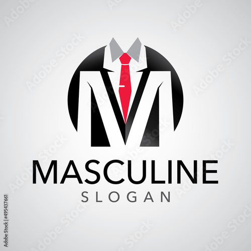 Suit man logo design and initial M