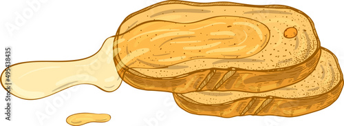Bread with Honey Colored Illustration