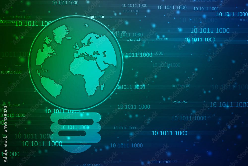 Fototapeta premium Binary Code Background, Digital Abstract technology background, flowing number one and zero text in binary code format in technology background. Internet Big data Concept
