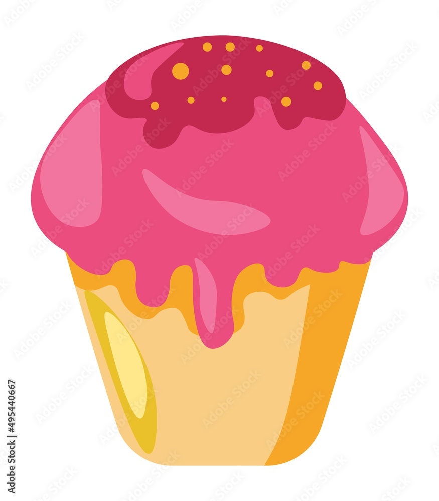 Cupcake with topping of raspberry cream vector Cupcake with topping of raspberry cream vector