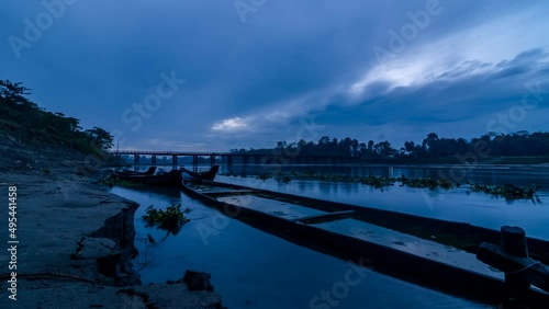 Time lapse of Darkening at Majuli island. Assam, India photo