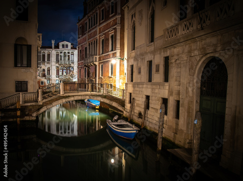 The backstreets at night in Venice, Italy