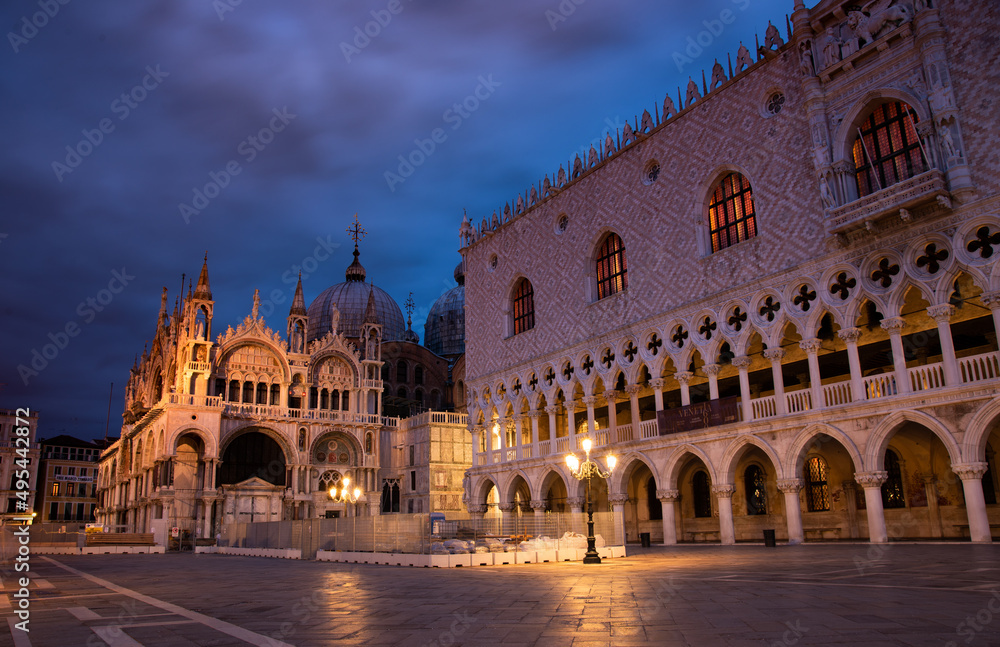 Doge's Palace at dawn in Venice, Italy