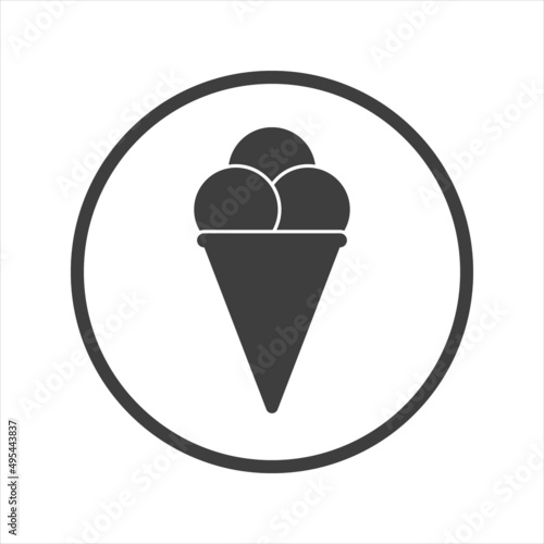 Ice cream cone icon isolated. Modern sweet vanilla desert sign. Trendy vector chocolate cram symbol for web site design, button to mobile app.