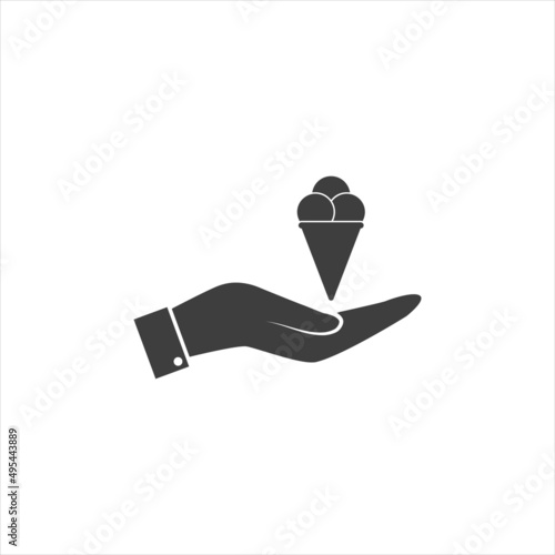 Ice cream cone icon isolated. Modern sweet vanilla desert sign. Trendy vector chocolate cram symbol for web site design, button to mobile app.