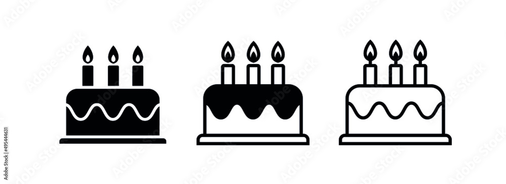 Cake Icon Symbol Of The Holiday Birthday Festive Cake With A Candle