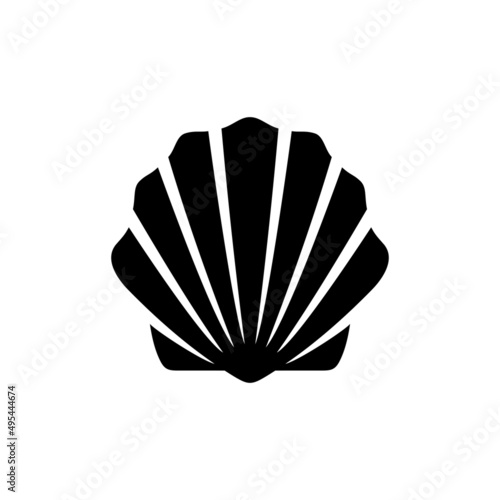 Seashell icon. Shell of sea molluscs. Isolated raster illustration on a white background.
