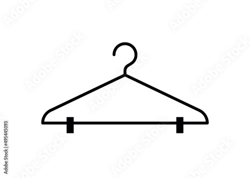 Hanger, hangers for clothes. Wardrobe or locker room symbol. Isolated vector illustration on a white background.