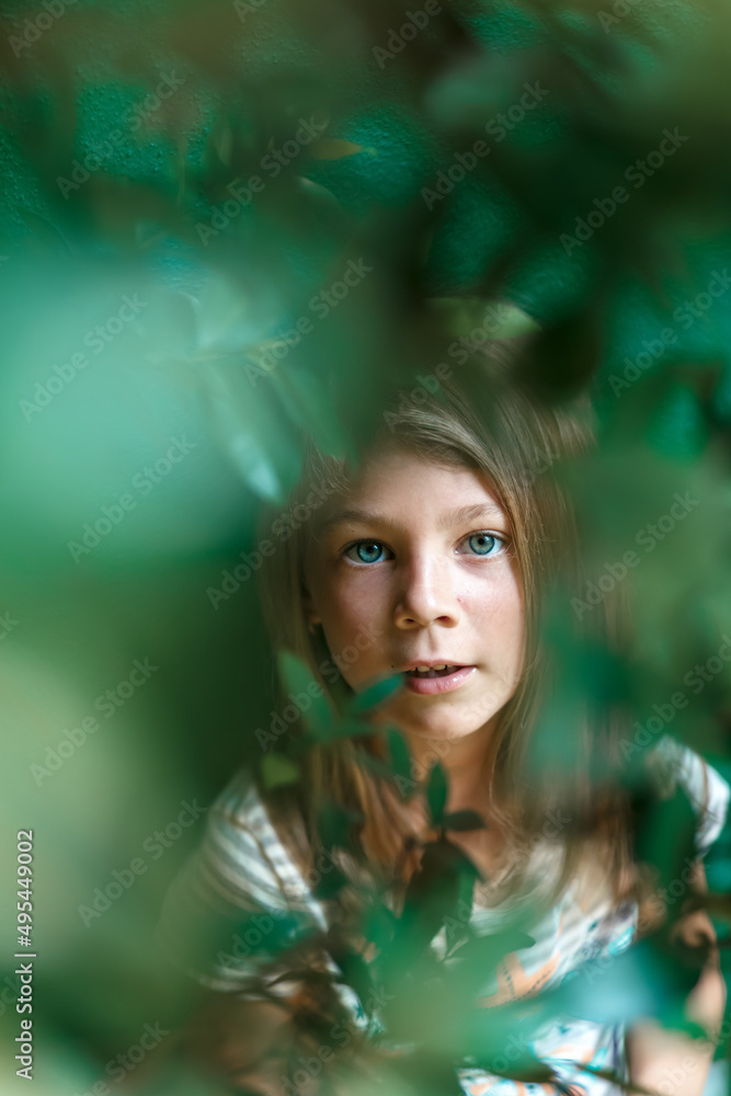 portrait of a cute girl in nature portrait of a cute girl in nature