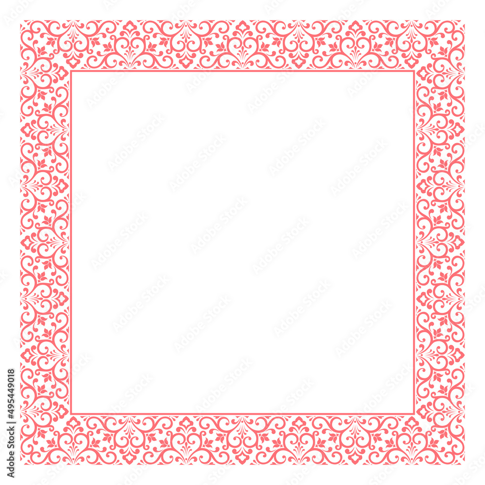 Decorative frame Elegant vector element for design in Eastern style, place for text. Floral pink and white border. Lace illustration for invitations and greeting cards Decorative frame Elegant vector element for design in Eastern style, place for text. Floral pink and white border. Lace illustration for invitations and greeting cards