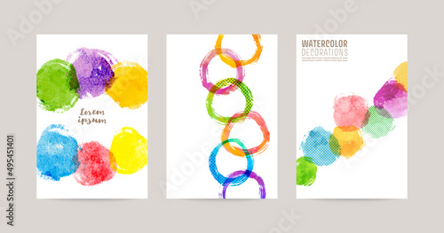 watercolor circles, abstract background set