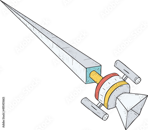 Spaceship or Satellite Hand Drawn Illustration